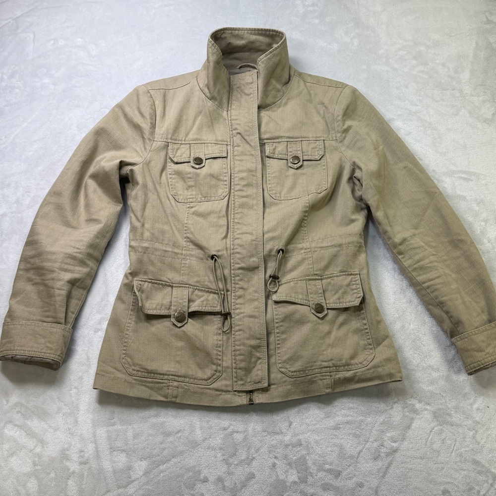 BNCI by Blanc Noir Khaki Utility‎ Field Jacket Drawstring Waist M